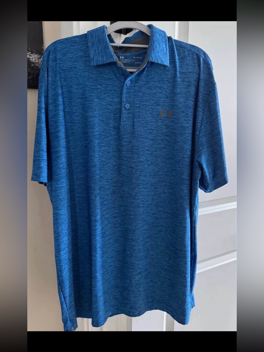 Under Armour Men's Blue Heather Polo Shirt-L